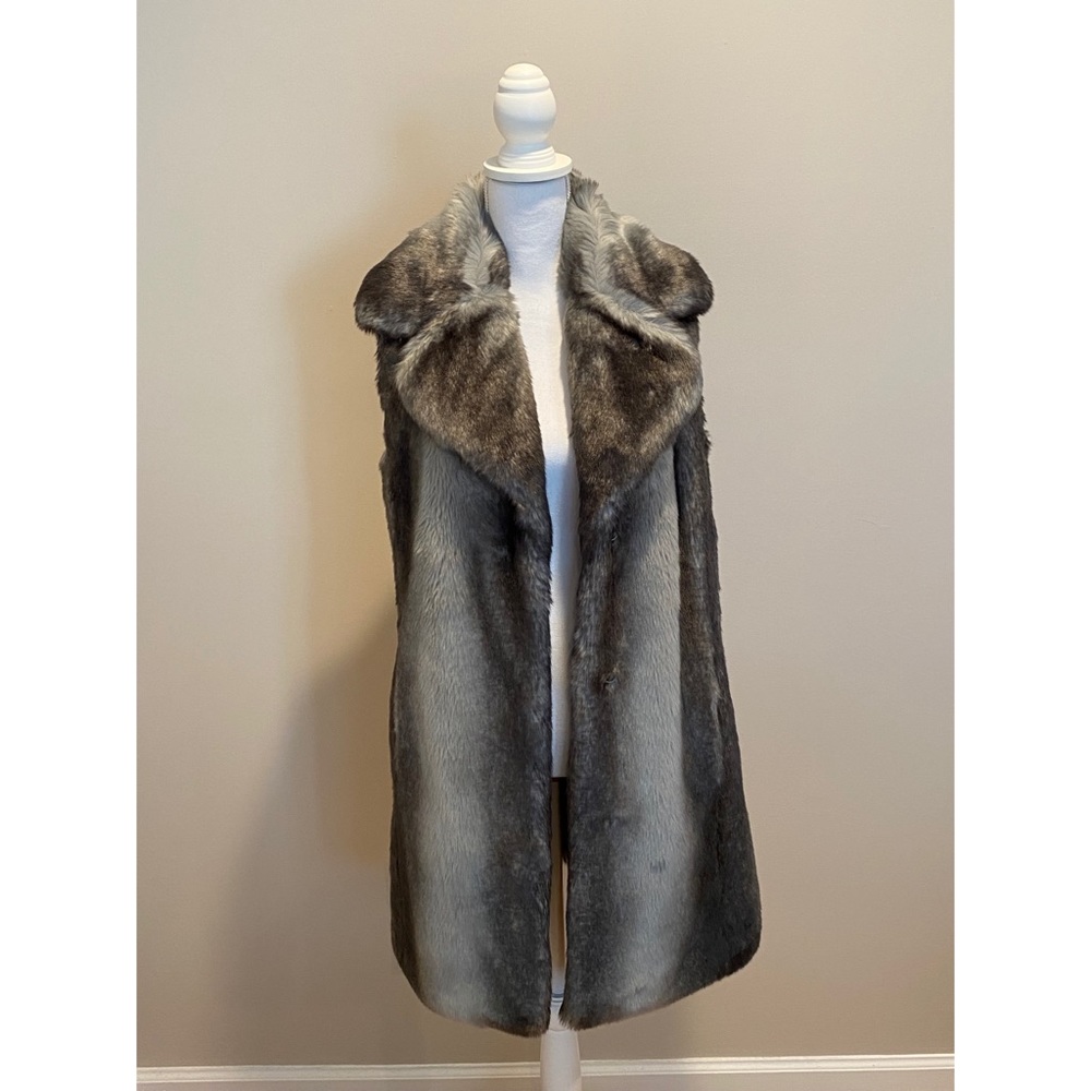 Calvin Klein Monochromatic Grey Faux Fur Vest